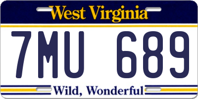WV license plate 7MU689