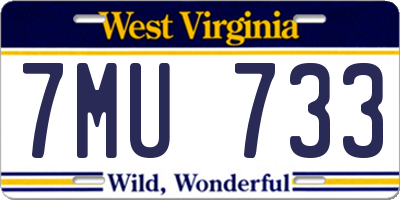WV license plate 7MU733