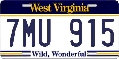 WV license plate 7MU915