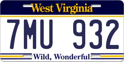 WV license plate 7MU932