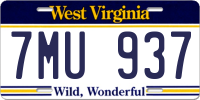 WV license plate 7MU937