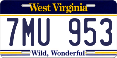 WV license plate 7MU953