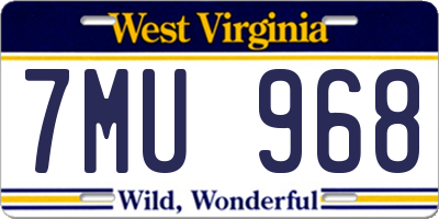 WV license plate 7MU968