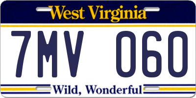 WV license plate 7MV060