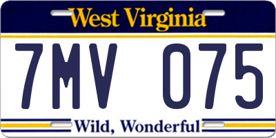 WV license plate 7MV075