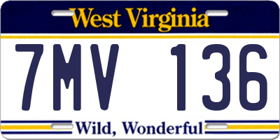 WV license plate 7MV136