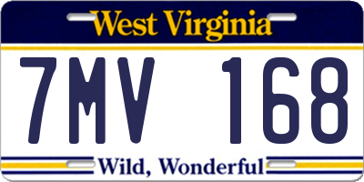 WV license plate 7MV168