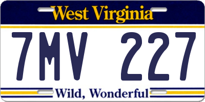 WV license plate 7MV227