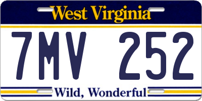 WV license plate 7MV252