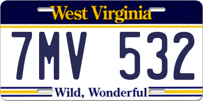 WV license plate 7MV532