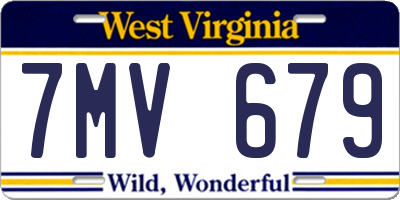 WV license plate 7MV679