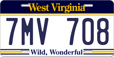 WV license plate 7MV708