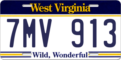 WV license plate 7MV913