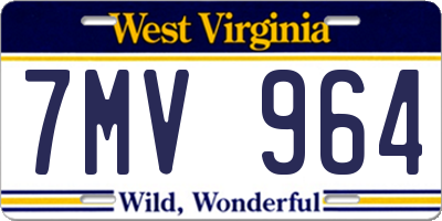 WV license plate 7MV964