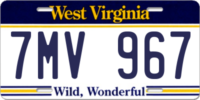 WV license plate 7MV967