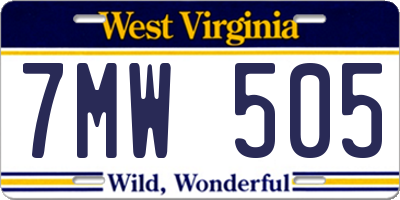 WV license plate 7MW505