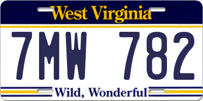 WV license plate 7MW782