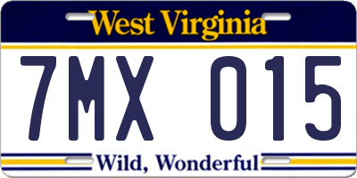 WV license plate 7MX015