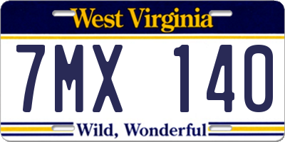 WV license plate 7MX140