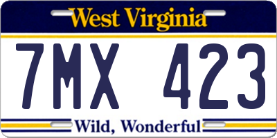 WV license plate 7MX423