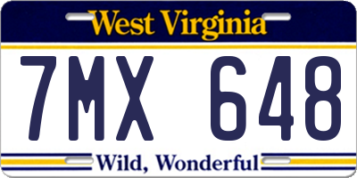 WV license plate 7MX648