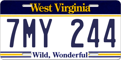 WV license plate 7MY244