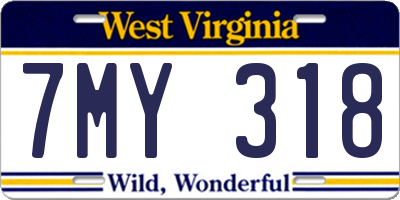 WV license plate 7MY318