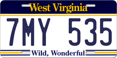 WV license plate 7MY535