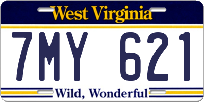 WV license plate 7MY621