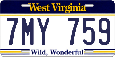 WV license plate 7MY759