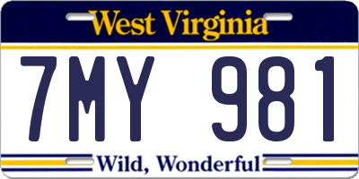 WV license plate 7MY981