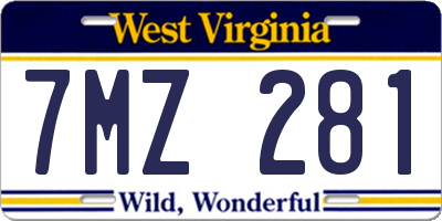 WV license plate 7MZ281
