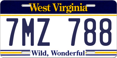 WV license plate 7MZ788