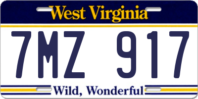 WV license plate 7MZ917