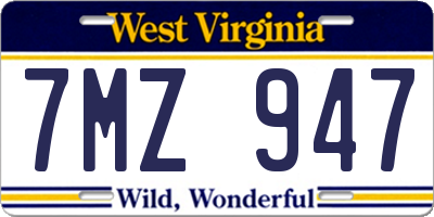 WV license plate 7MZ947