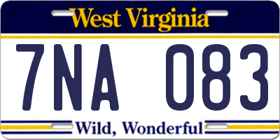 WV license plate 7NA083
