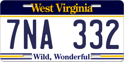 WV license plate 7NA332
