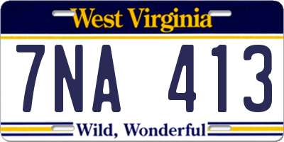 WV license plate 7NA413