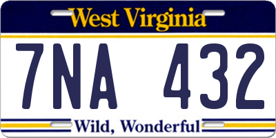 WV license plate 7NA432
