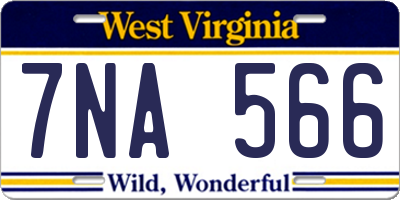 WV license plate 7NA566