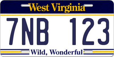 WV license plate 7NB123