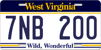 WV license plate 7NB200