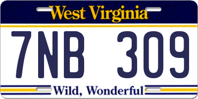 WV license plate 7NB309