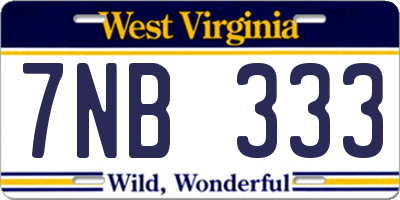 WV license plate 7NB333