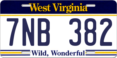 WV license plate 7NB382