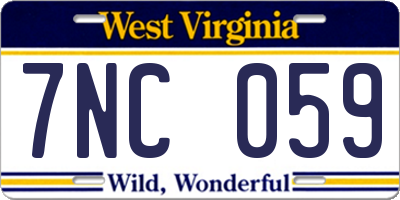 WV license plate 7NC059
