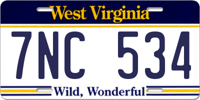WV license plate 7NC534