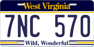 WV license plate 7NC570