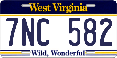 WV license plate 7NC582