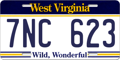 WV license plate 7NC623
